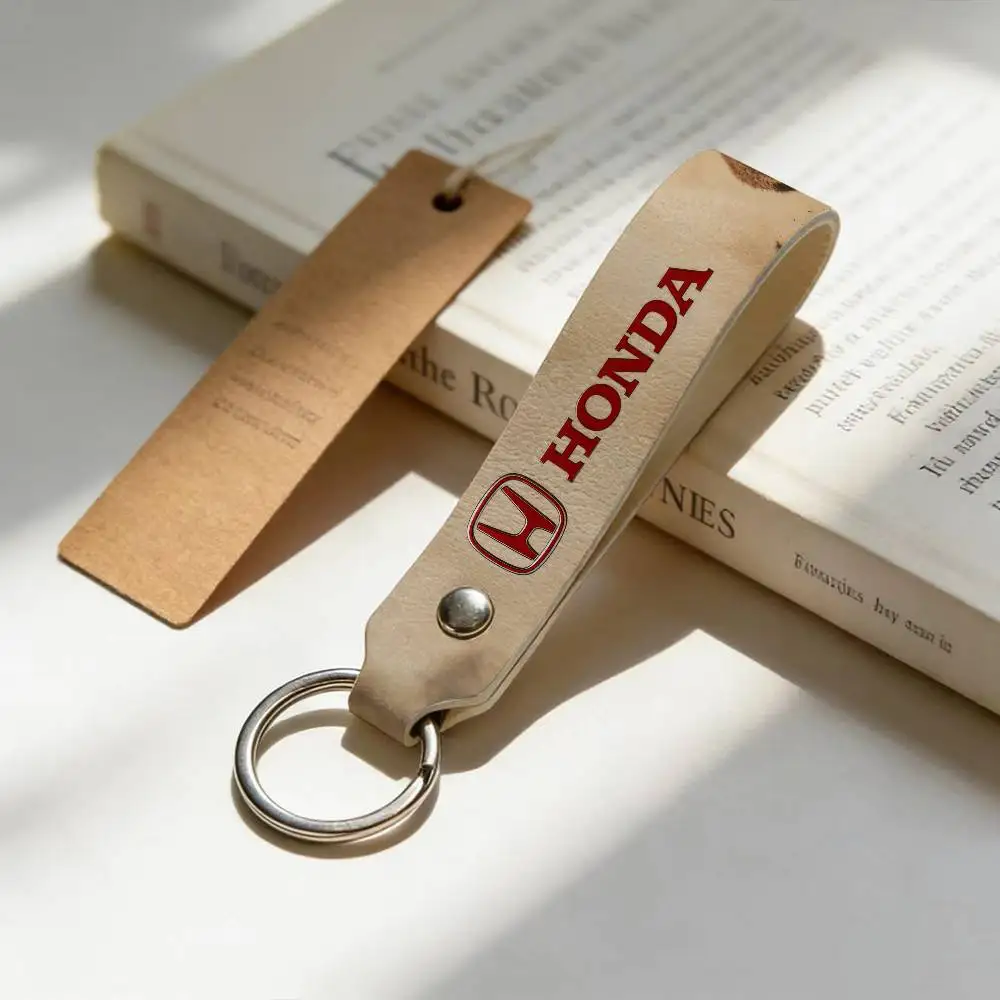 

For Honda High Quality PU Leather Moto Keychain Vintage Style Key Pendant For Scooter Motocross