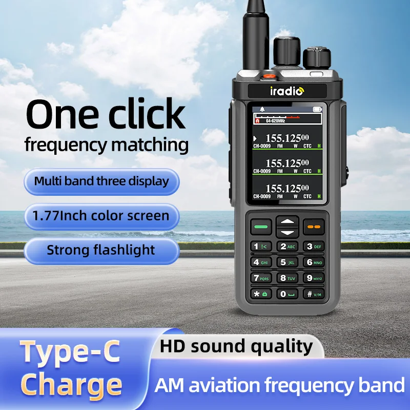 Iradio UV-98 PLUS Air Band Walkie Talkie Cross Band Repeater 2.4"large scree USB LSB CW CB SW MW LW SSB HF Multi Band Ham Radio