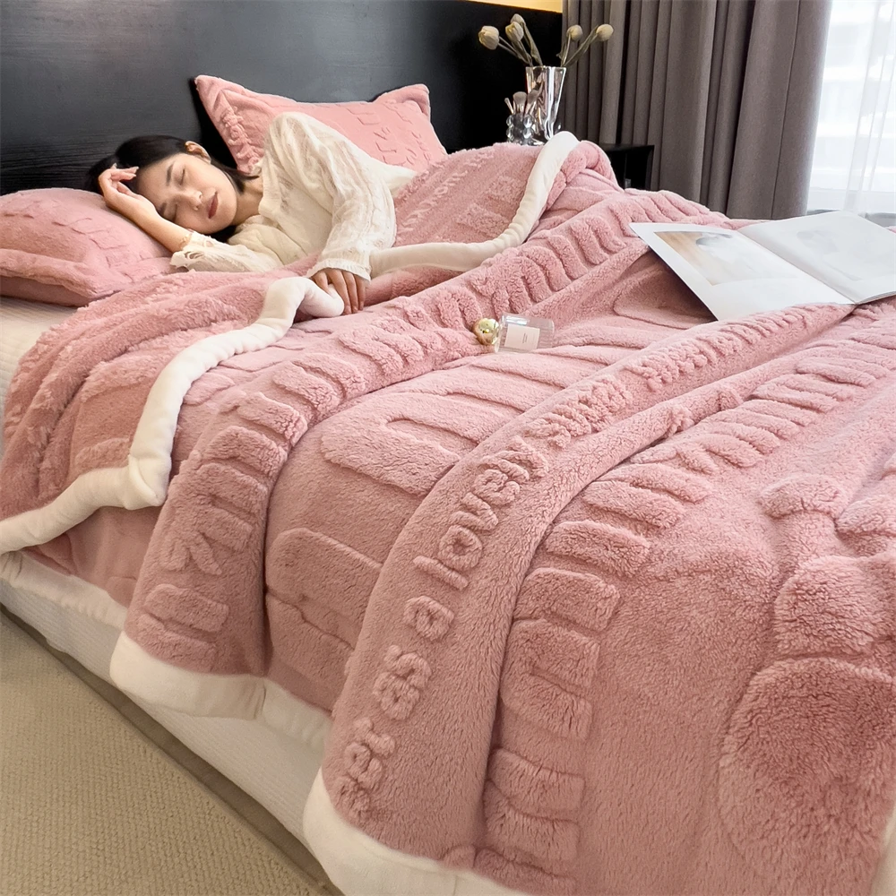 Winter Coral Velvet Blanket Luxury Office Shawl Thickened Couple Sleeping Air Conditioning Nap Sofa Blankets Home Soft Bed Cover