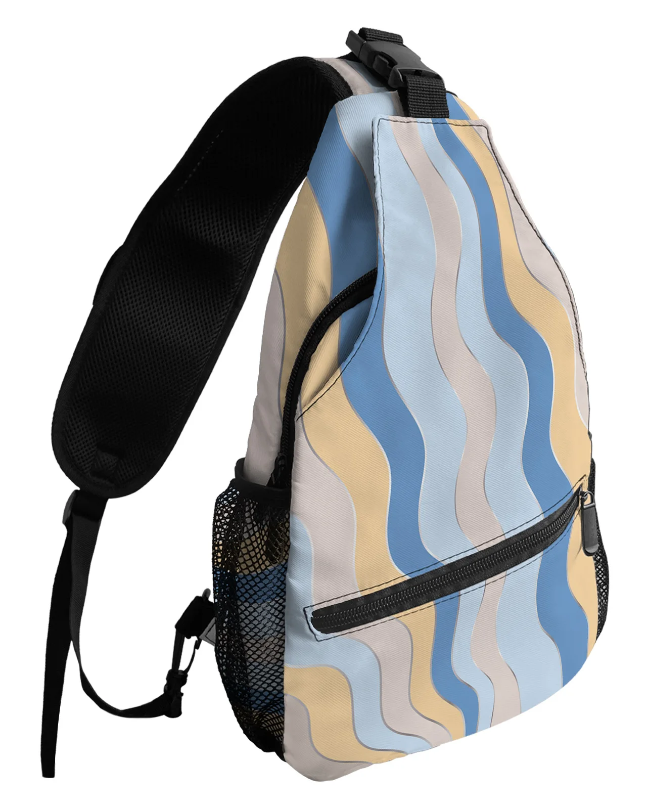 Bolsos de pecho de ondulación de bloque de Color degradado de línea para mujeres y hombres, bolsos de mensajero impermeables, bolsos de mensajero de viaje, bolso cruzado deportivo de un hombro