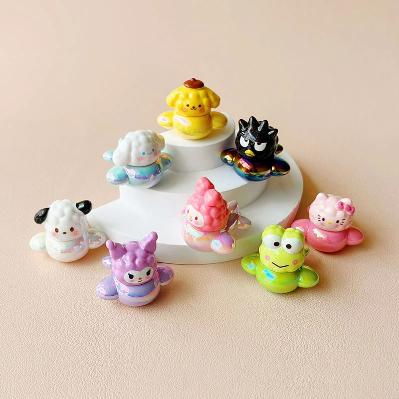 1 ชุดมินิเครื่องบิน Sanrio เครื่องประดับ Hello Kitty Kuromi Melody Cinnamoroll Figurine Desktop Decor Surprise กระเป๋าอุปกรณ์เสริม