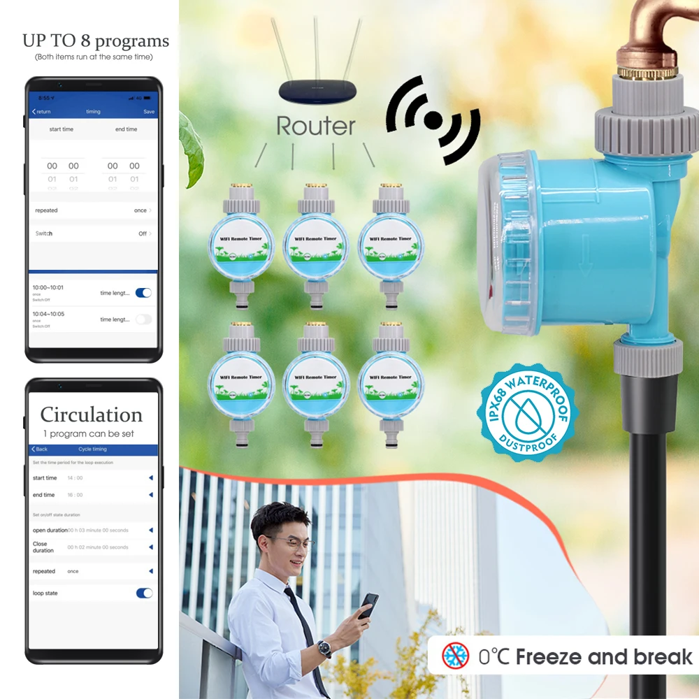 50-5M Garden Atomizing Nozzle Automatic Irrigation System for Outdoor Courtyard Plants Mists Tuya APP Timer Spray Watering Kit