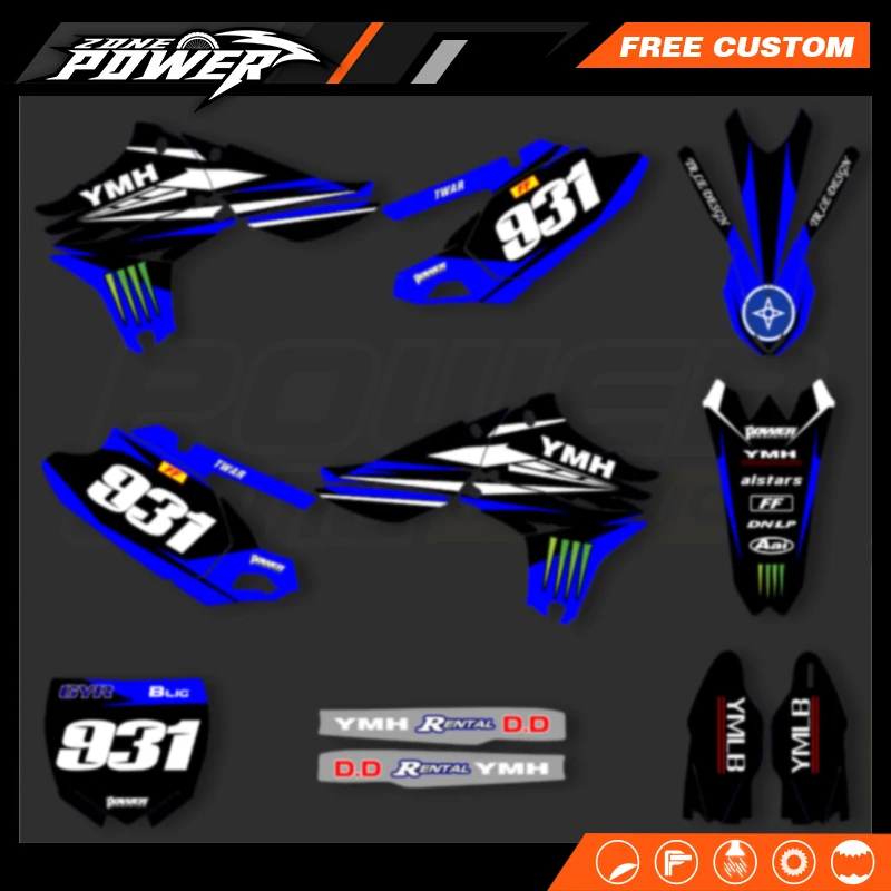 Powerzone Custom Team Motorcycle Graphic Background Decals Sticker Kit For Yamaha YZF450 YZ 450F 2010 2011 2012 2013