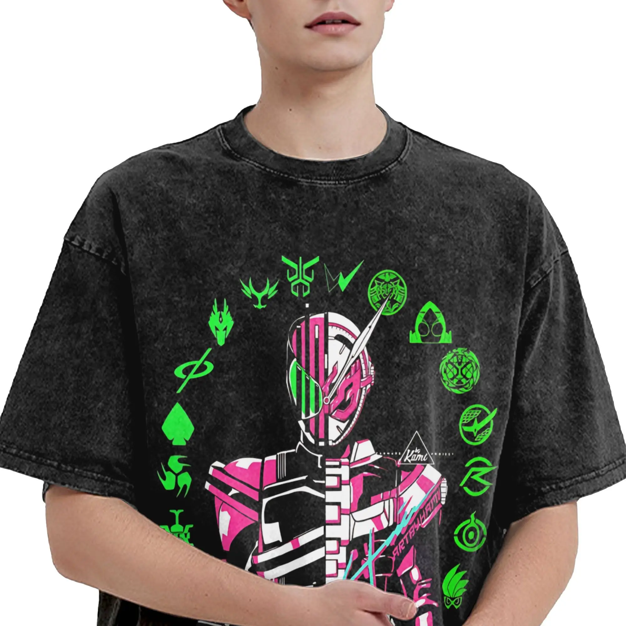 Koszulki z motywem Kamen Rider z dekady X Zio, streetwear, hip hop, vintage, dla mężczyzn i kobiet, 100% bawełna, oversize