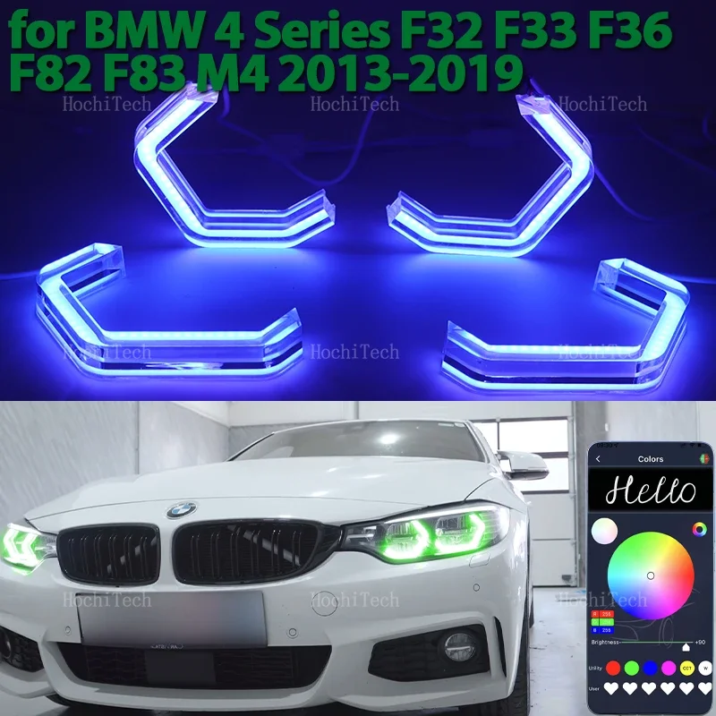 

RGB M4 style App control LED Angel Eyes Ring Lamp Car Running Light DRL for BMW 4 Series F32 F33 F36 F82 F83 M4 2013-2019