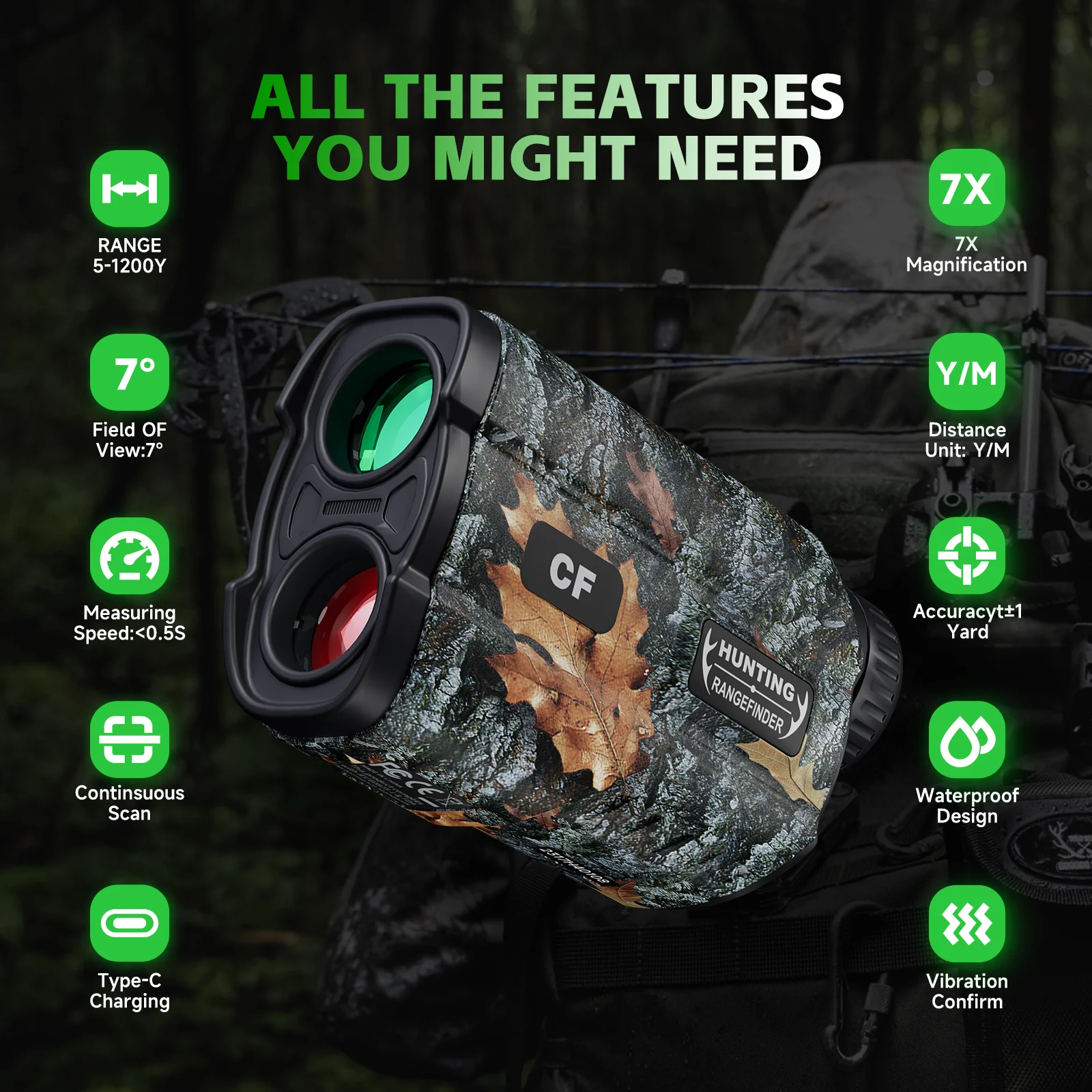 Hawkray Hunting rangefinder 1200 yards Golf rangefinder, fishing, outdoor IP54