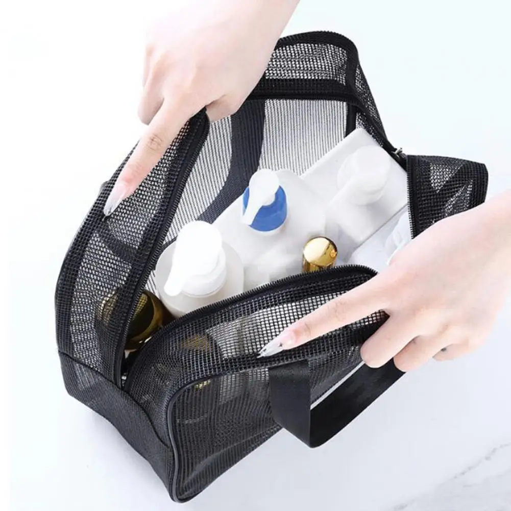 Organized Shower Bag Cosmetic Storage Bag Portable Toiletry Organizer Capacity Mesh Shower Bag for Quick-dry Gym Camping