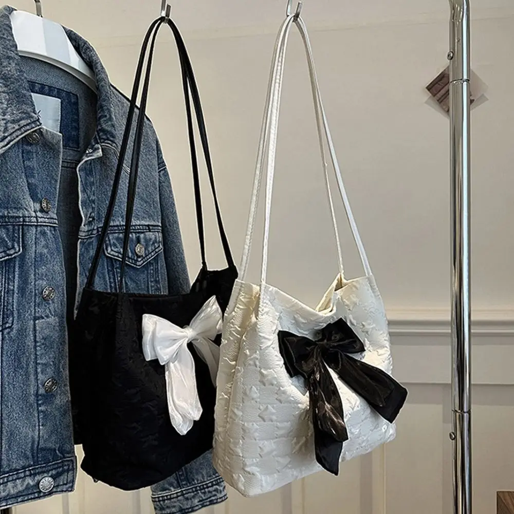 

Creativity Large Capacity Bow Handbag Reusable Shopping Bag Canvas Bag Korean Style Shoulder Bags Casual Tote Bags