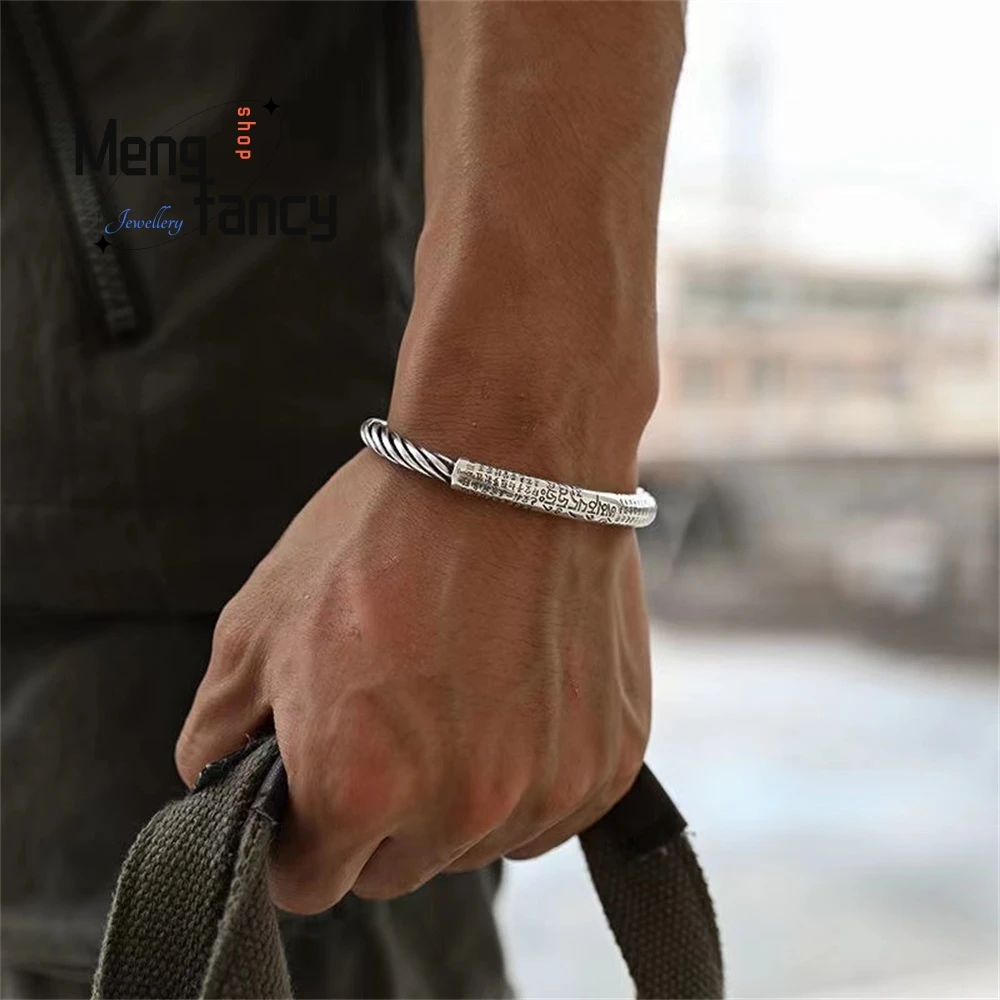 

Six-Character Mantra Bracelet Is A Silver Bracelet Opened By A Man Luxury Quality Jewelry Exquisite Fashion Elegant Jewelry