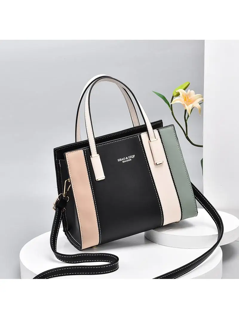 

Faionable PU Leather oulder Bag Women's Handbag Crossbody Bag for Middle-Aged Mothers Trendy Stitching Details Daily Use