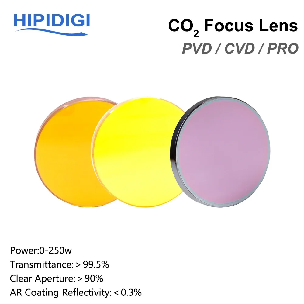 

HIPIDIGI CO2 Focusing Lens USA CVD China PVD ZnSe Pro Dia.15 18 19.05 FL38.1 50.8 63.5 for CO2 Laser Engraving Cutting Machine