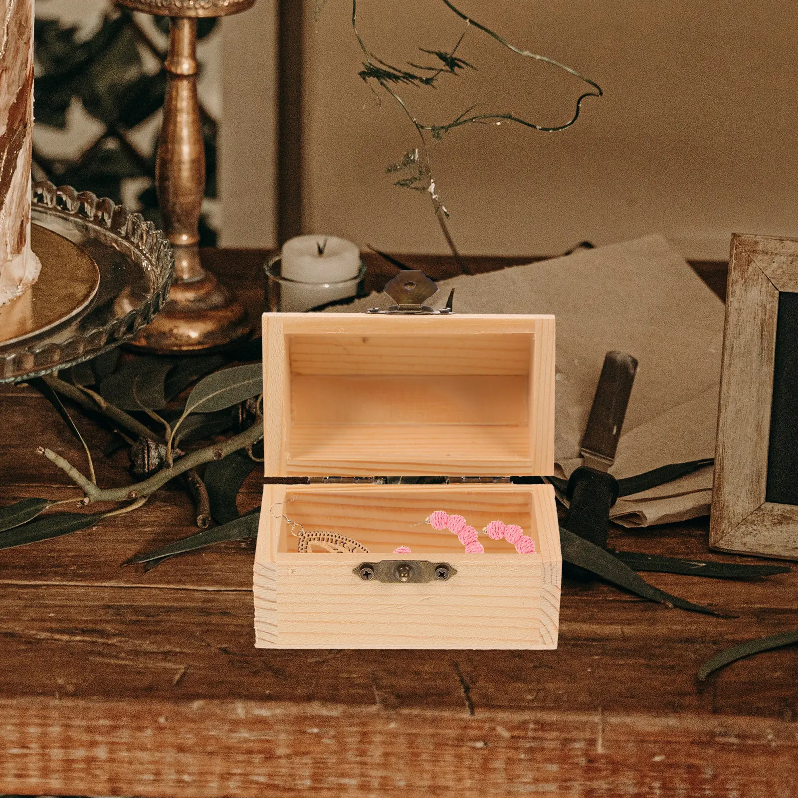 2pcs Solid Wood Treasure Boxes – Moisture-Proof Storage Chest for Jewelry, Candy, Gifts & Desktop Organization