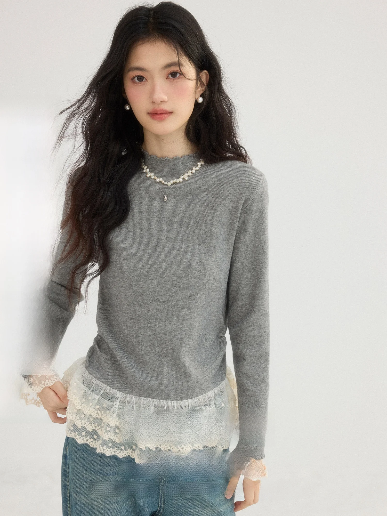 

ORБелый женский шерстяной вязаный свитер ey, винтажный дизайн для похудения, внутренняя одежда, основа irt, повседневный Sle Long Sve