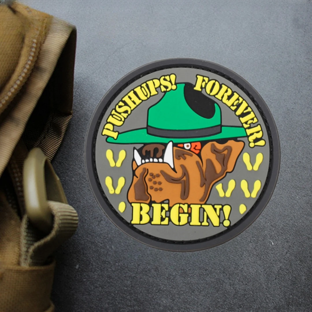 PUSHUPS FOREVER BEGIN-Patch en PVC pour Chien, Danemark ges DulMorale sur Sac à Dos, Autocollant à Crochet et Boucle pour Vêtements