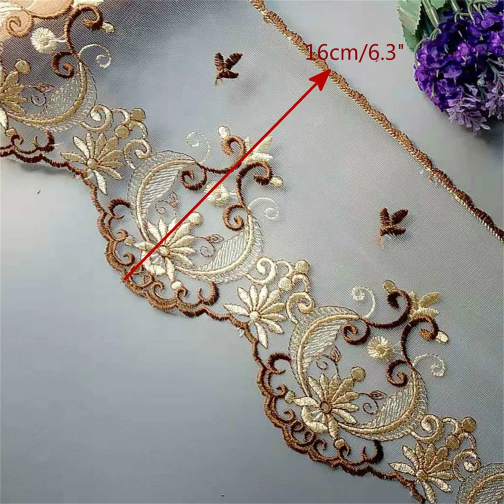 3 ياردة 16 سنتيمتر 5 سنتيمتر شبكة التطريز زهرة شريطة من الدانتيل الزخارف فستان الزركشة زين Crafts بها بنفسك الحرف الخياطة تقليم صافي القماش الدانتيل النسيج