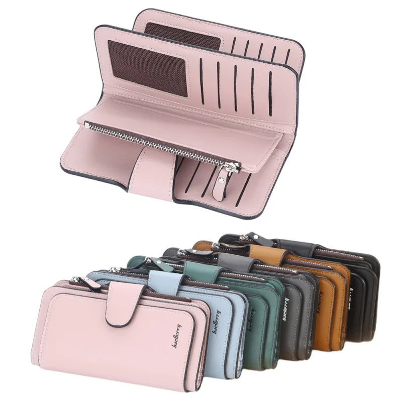 

New Large-Capacity Women'S Three-Fold Long Wallet, Multi-Functional Zipper Buckle Clutch Bag, Multi-Slot Card Case, Coin Purse