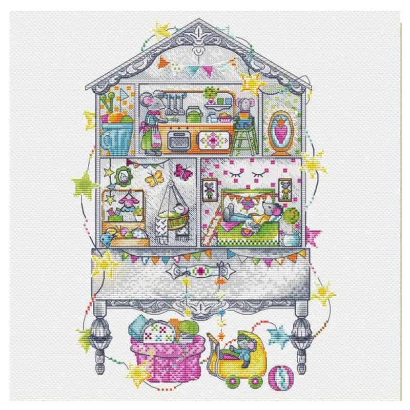 

Little Mouse Family Patterns Counted Cross Stitch Sets DIY Handmade 11CT 14CT 16CT 18CT Cross Stitch Kits Embroidery Needlework