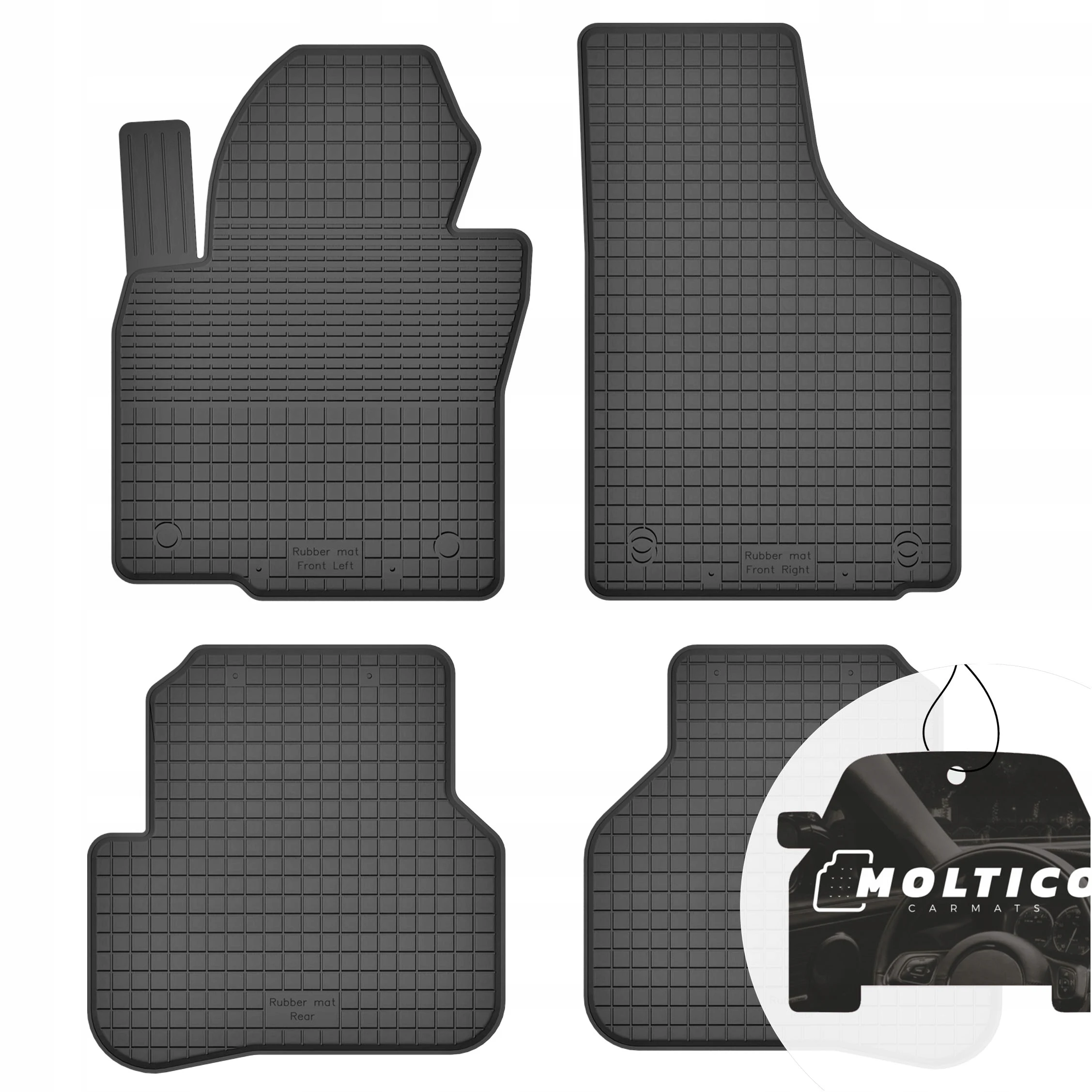 Tappetini in gomma adatti per Volkswagen Passat B7 2010-2014, set completo con bordo