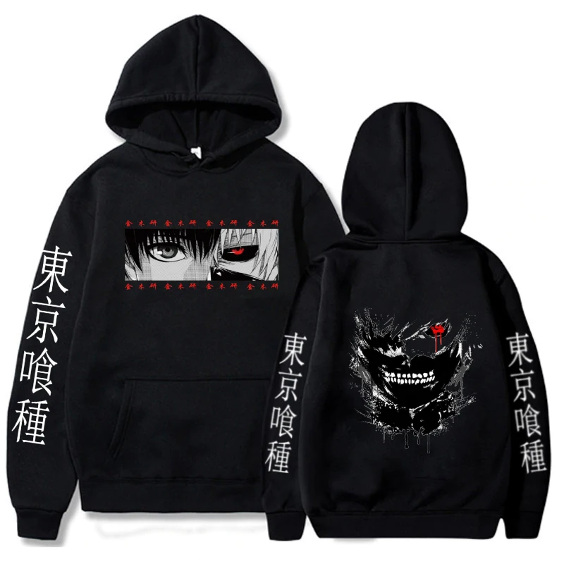 Harajuku Anime Tokyo Kaneki Ken Graphic Print Hooded Men Women Hoodies Plus Size Sweatshirt Unisex Gothic Streetwear