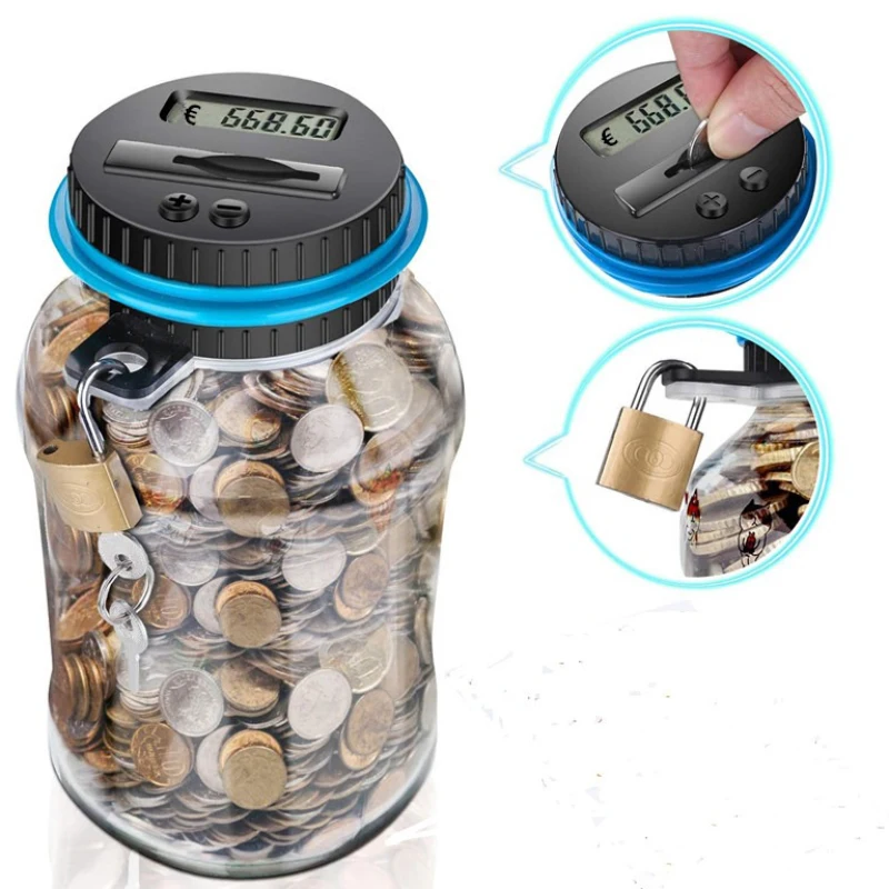 USD GBP EUR AUD Locked Piggy Bank, Counter Piggy Bank, Digital Coin Counting Storage Jar, Coins Saving Box, Money Box, Coin Bank