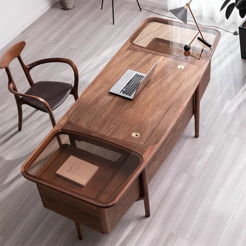 computer desk, black walnut solid wood desk drawer