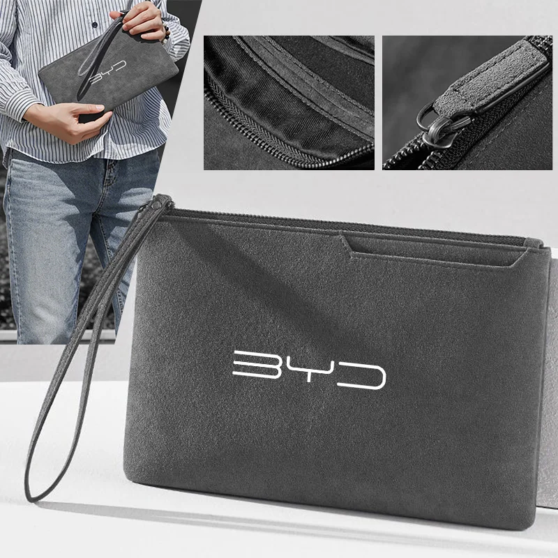 Tragbare Auto-Aufbewahrungstasche aus Wildleder mit Reißverschluss, Reise-Datenkabel-Kopfhörer-Aufbewahrungsbox für BYD Tang F3 E6 Atto Yuan Plus Song Max F0 G3