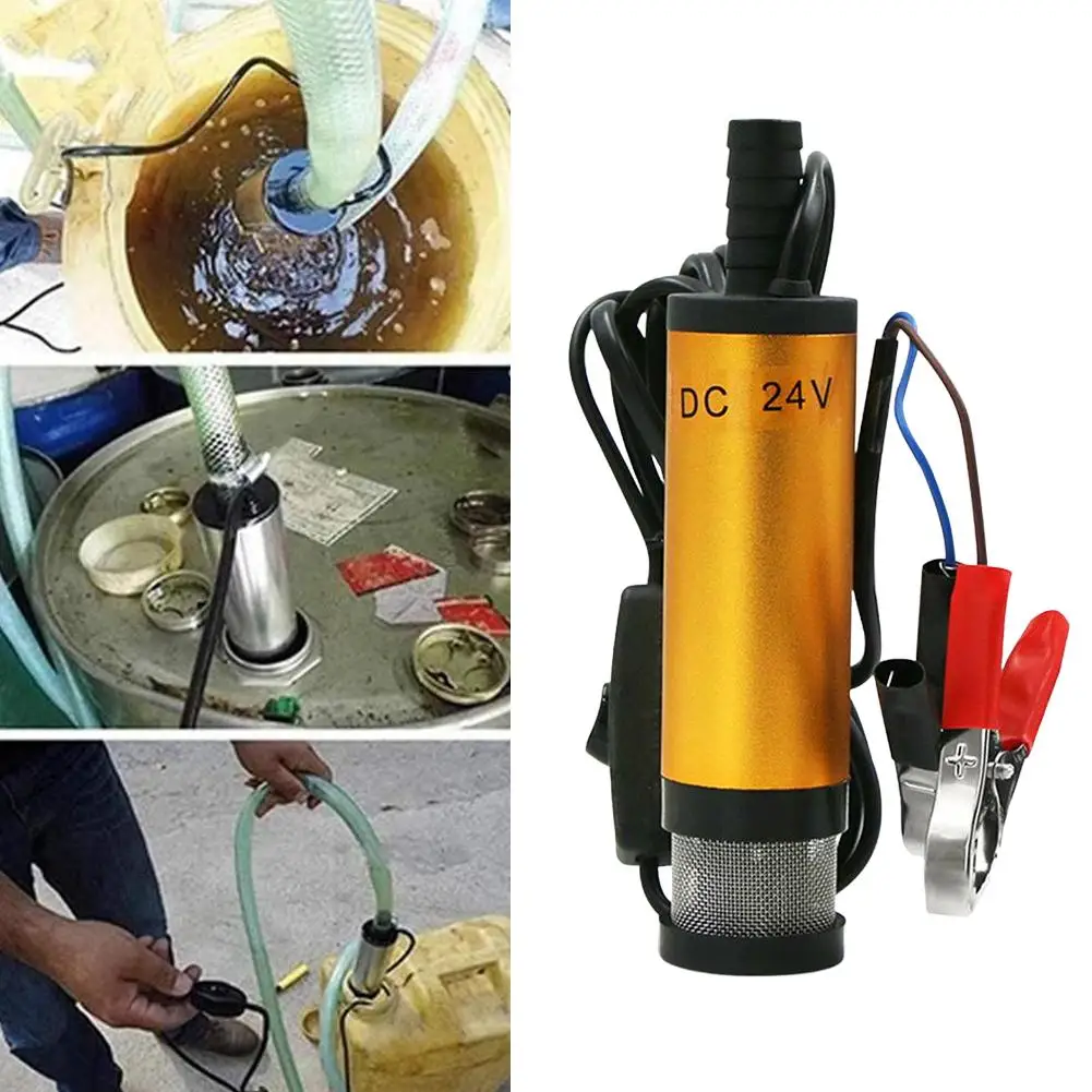 Bomba de aceite eléctrica de 12V/24V CC, bomba de aceite montada en vehículo, transferencia de voltios pequeños, bomba sumergible de succión de 38mm, bomba de combustible de succión X1R1