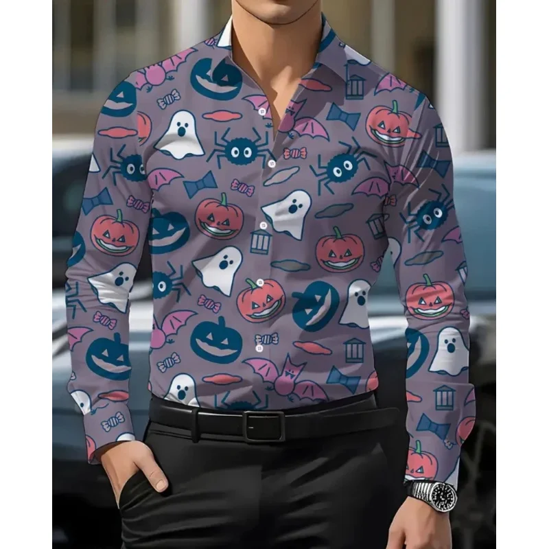 

Men'S Elegant Casual Shirt - Black with Abstract Green Graphic Print, Long Sleeve Button-Up, Machine Washable,