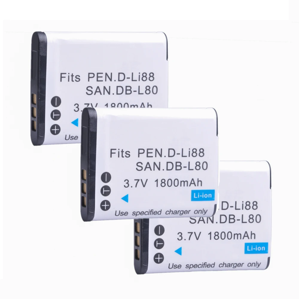 Batería DB-L80 para Sanyo DB-L80AU,VPC-CA100, CA102,VPC-CG10, CG100, CG102, CG20, CG21,VPC-CS1,VPC-GH1, GH2, GH3, GH4, VPC-PD1, PD2,D-Li88