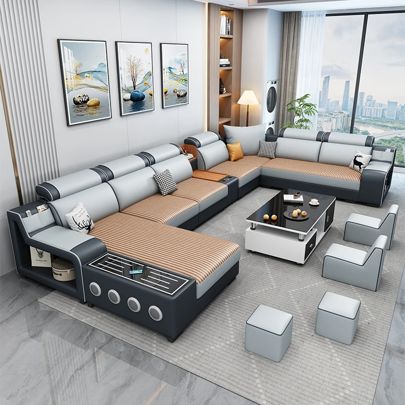 

Designer Modern Sofa Luxury Leather Center Seater Sectional Sofa Waterproof Extandeble Articulos Para El Hogar Home Furniture