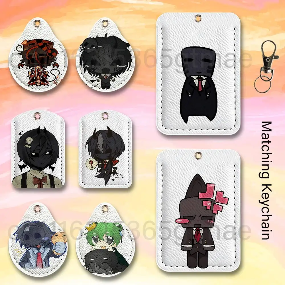 G-Groxs Fanart PU Leather Card Holder Keychain Key Ring Door Lock Access Card Air Tag Case Keychain Card