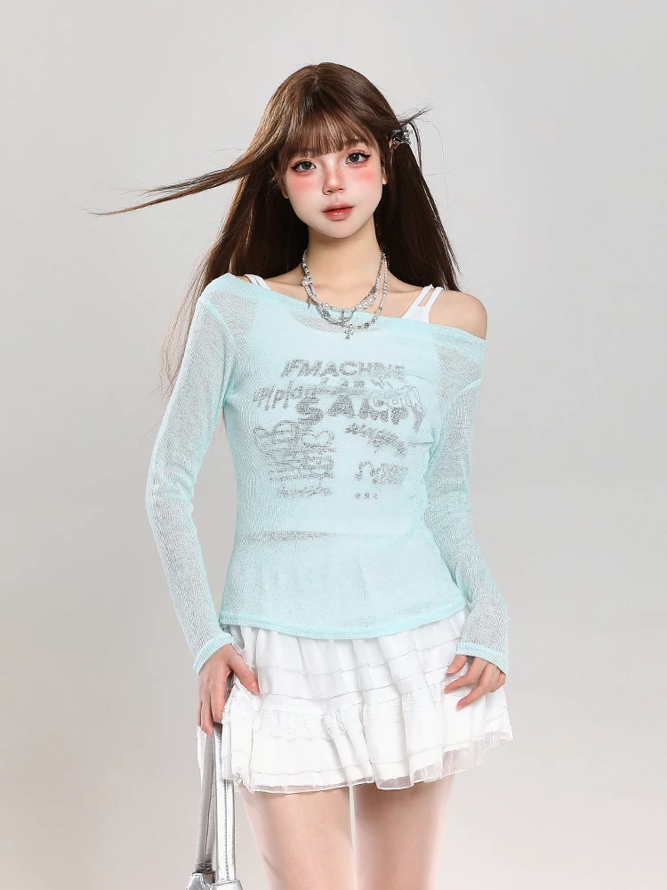 Unique Stylish Sun Protection Knitted Cover up Two Piece Set Women's Summer New Design Slim Fit Sweet And Spicy Tube Top