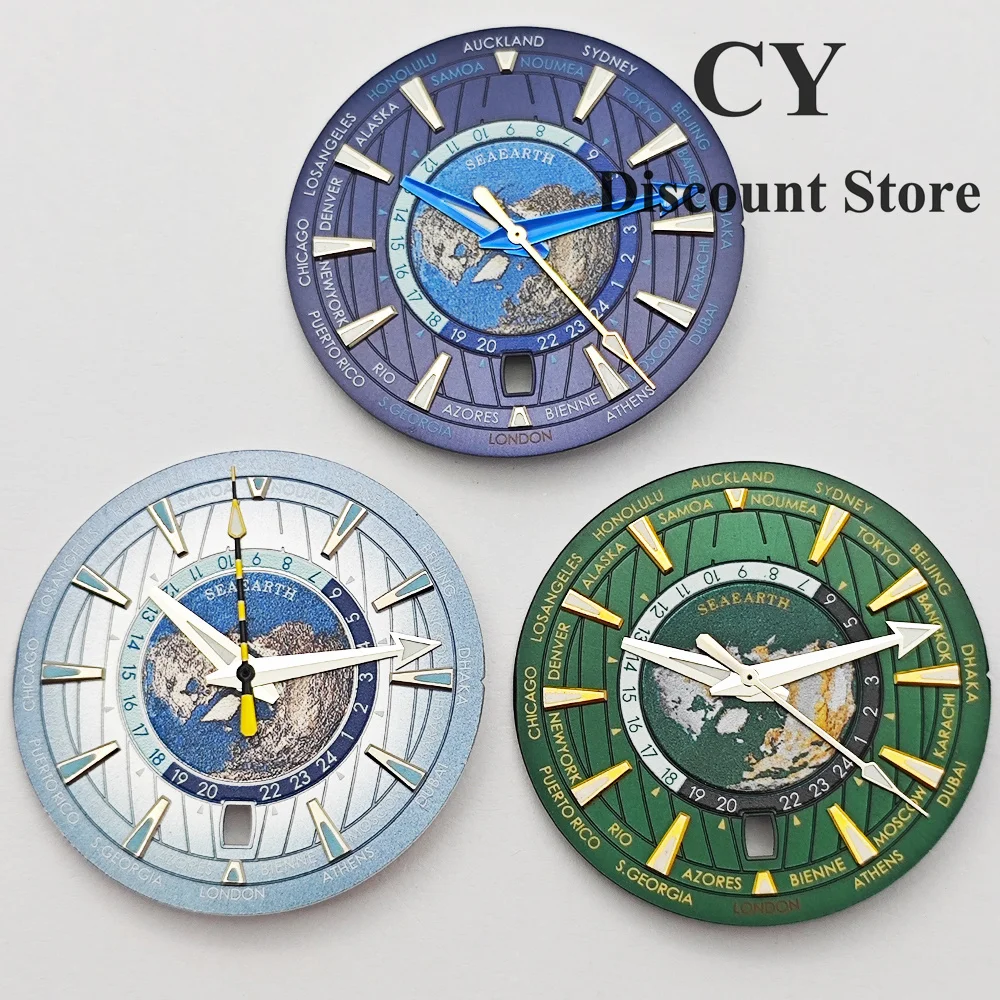 RICHUS NH35 Watch Dial 33.5mm 6o'clock WatchDial 8mmx12mm x12.5mm Watch Hands Green Luminous Fit NH35 Movement Watch Accessories