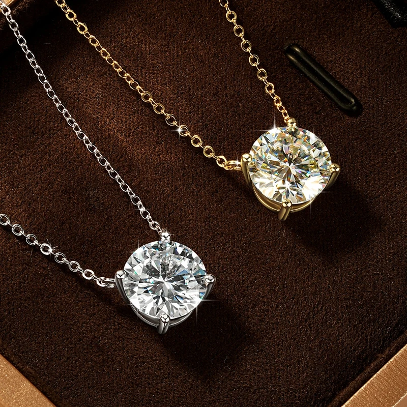Lnkry 0,5ct-5ct Runder Schliff Moissanit Solitär-Halskette 14K Goldfilled Funkelnder Klassischer Labor-Diamant Anhänger Halsketten Schmuck – Detail 2