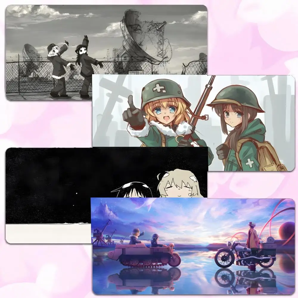 postapocalyptic anime print G-Girls' Last Tour Mouse Pad Thick Lock Edge Gaming Desk Mat Large Size PC Mouse Pad Home decor