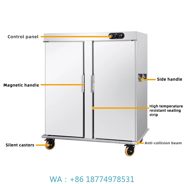 

Mobile Banquet Cart with Integrated Food Warmer Two Door Commercial Multi Functional Heat Holding Cabinet Hotel Electric