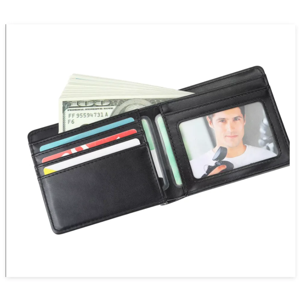 10 Pcs Pu Leather Sublimation Blank Wallet Clip Purse with Pocket Multi Card Holder for Gift for Heat Transfer Print