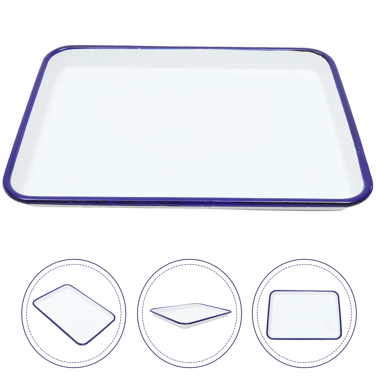 

Enamel Baking Pan Oven Pie Pans Pizza Tray Rectangular Serving Dish Heat-resistant