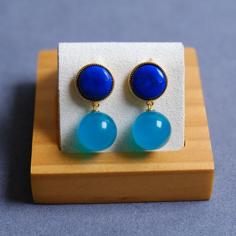 

Серьги из натурального лазурита и амазонита, оригинальный дизайн, капля из стерлингового серебра 925 пробы, уникальный подарок для ювелирных изделий из драгоценных камней