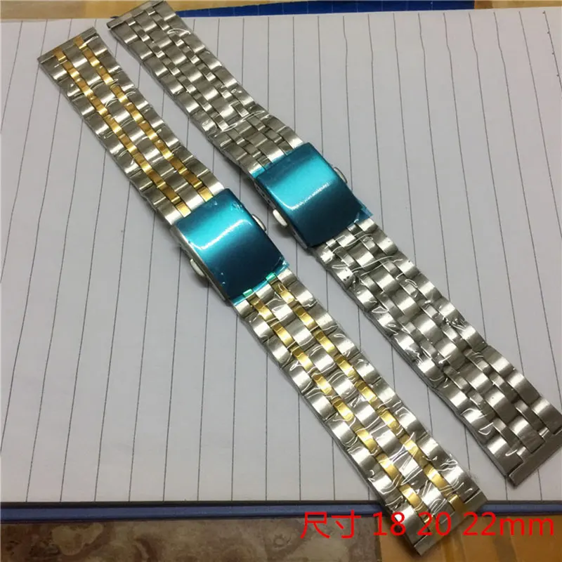 Stainless Steel Watchband Light Strap Links Bracelet 18mm 20mm 22mm Universal Wrist Band Silver Gold Belt Accessories