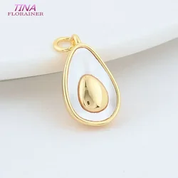 2PCS 11*18MM 14K Gold Color Brass with Shell Drop Charms Pendants Necklace Earrings Jewelry Making Supplies Accessories
