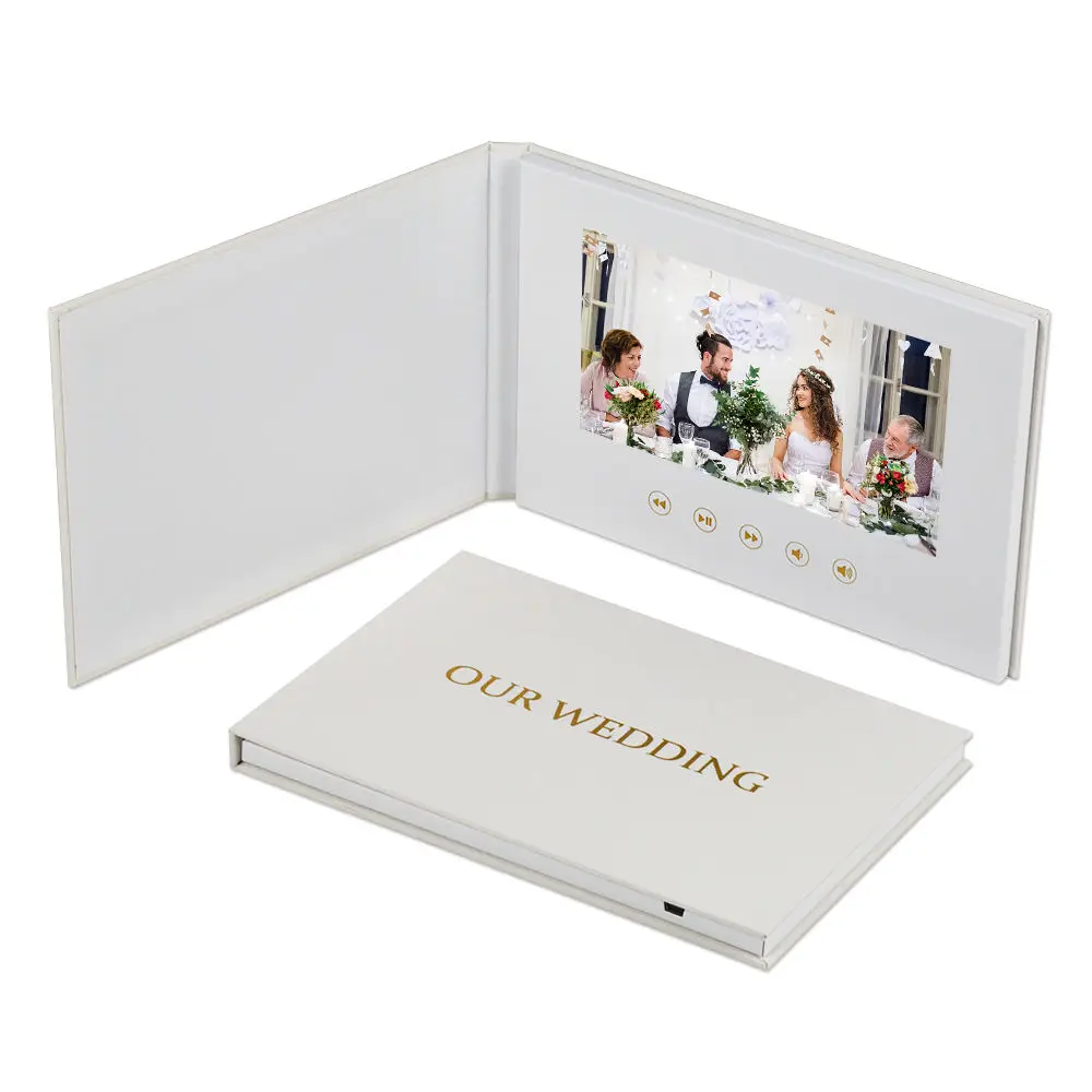 7 Inch Video Greeting Card Luxury Linen Bound Video Book Videos Album Up to 3 hours,IPS Display,4G of memory Rechargeable Batter