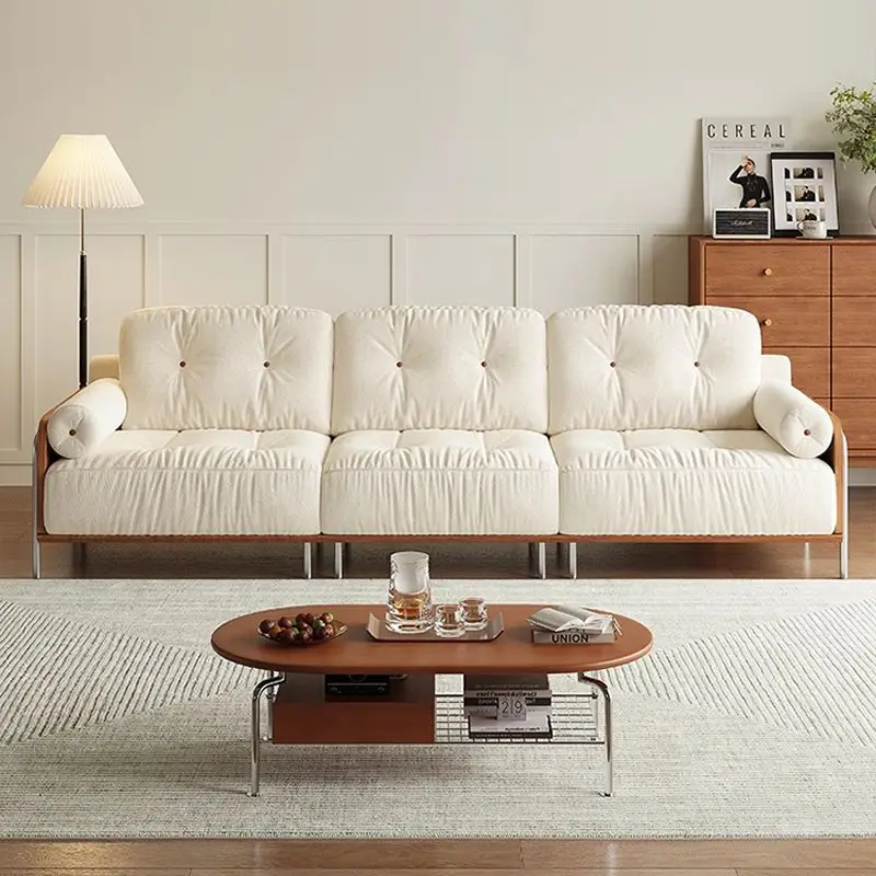 

Medieval style solid wood fabric sofa retro straight row clouds French style
