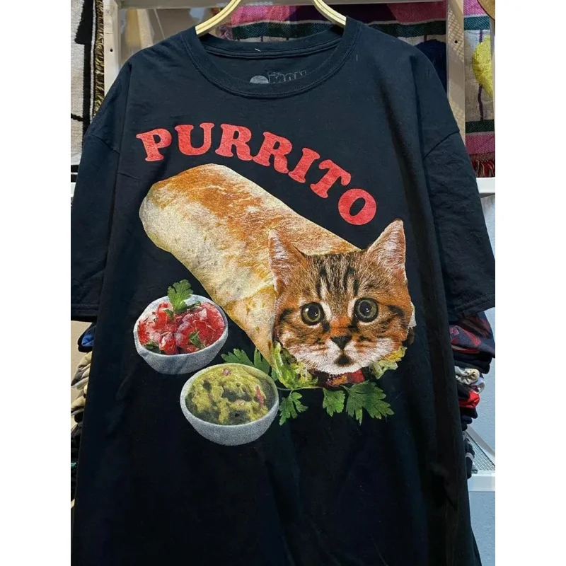 Cat Roll West Coast Couple Trendy Men’s and Women’s Short Sleeve Cat T-Shirt