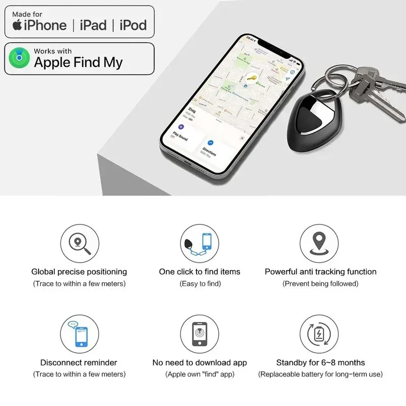 Imagem -06 - Smart Tag com Bluetooth Gps Tracker para Earbud Bagagem Ios Ios Segurança Finder Smarttrack Link Apple Find my Key