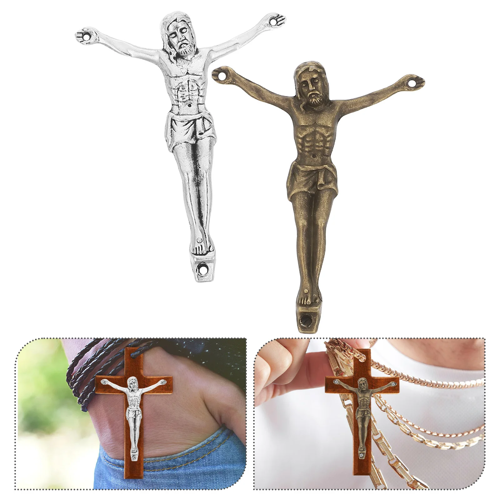

2Pcs Retro Alloy Cross Charms Solid Jesus Crucifix Pendant 5.2cm for Men DIY Jewelry Necklace Bracelet Alloy Charm