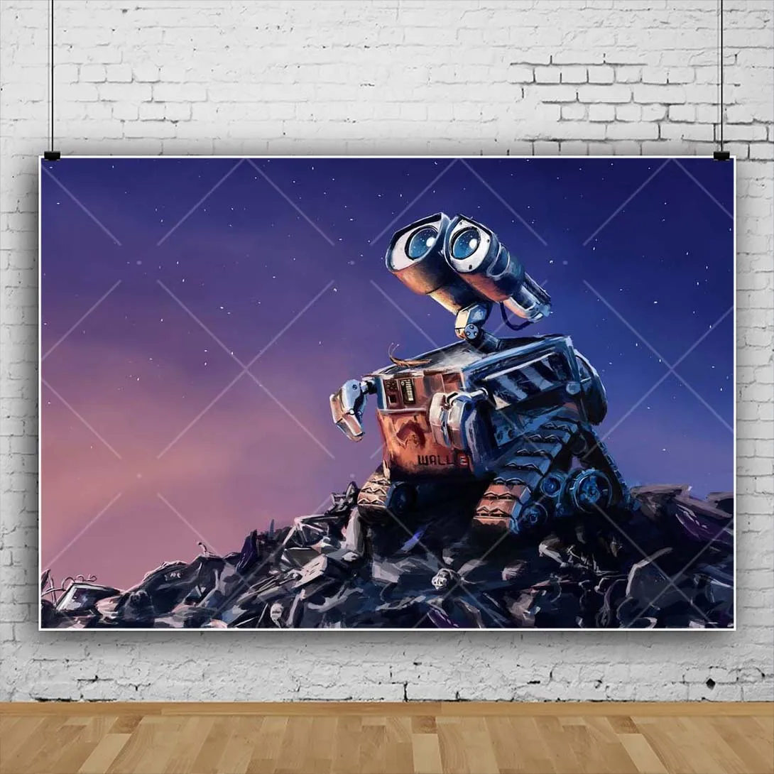 Cartoon WALL-E Theme Baby Kid Boy Girl Birthday Party Backdrop Disney Movie Wall-E Custom Kid Room Photo Poster Decor Background