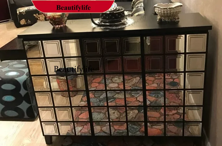 p182 Household multi-layer large-capacity entrance hall entrance partition cabinet multi-functional glass side cabinet customiza