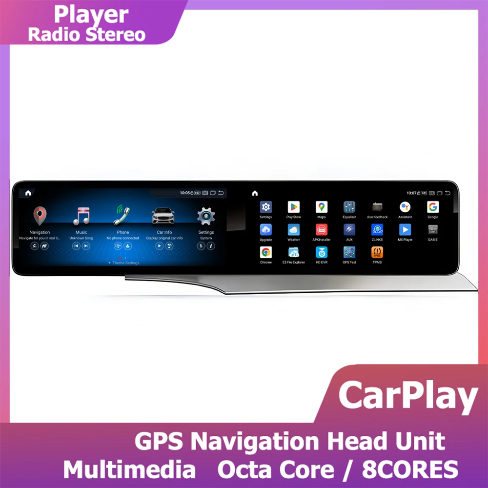 

12.3-дюймовый мультимедийный центр с двумя экранами, Android GPS-плеер, радио для Mercedes Benz C/GLC-Class W205 X253, Snapdragon, Wi-Fi, 4G, стерео, CarPlay