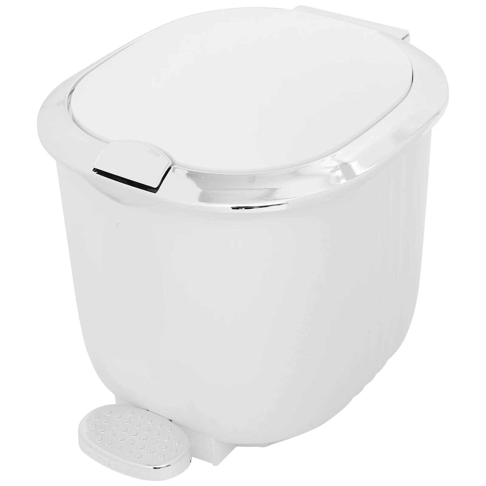 

10L Silver Pearl White Trash Can Lid for Bedroom Bathroom Kitchen Living Room Plastic Step Waste Bin Household Garbage Can